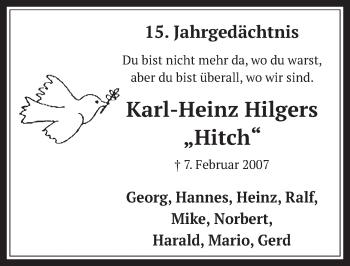 Anzeige von Karl-Heinz Hilgers von  Werbepost 