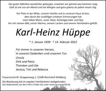 Anzeige von Karl-Heinz Hüppe von  Lokalanzeiger 