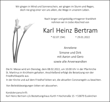 Anzeige von Karl Heinz Bertram von  Blickpunkt Euskirchen 