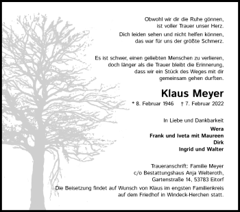 Anzeige von Klaus Meyer von Kölner Stadt-Anzeiger / Kölnische Rundschau / Express