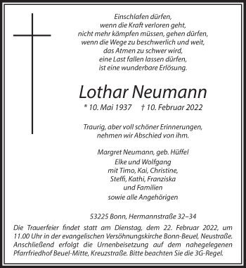 Anzeige von Lothar Neumann von  Werbepost 