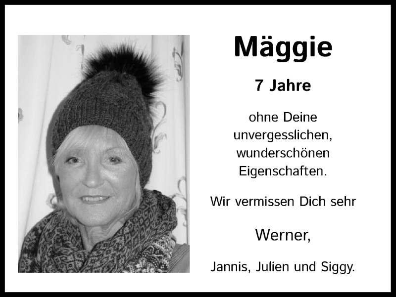  Traueranzeige für Mäggie  vom 28.02.2022 aus Kölner Stadt-Anzeiger / Kölnische Rundschau / Express