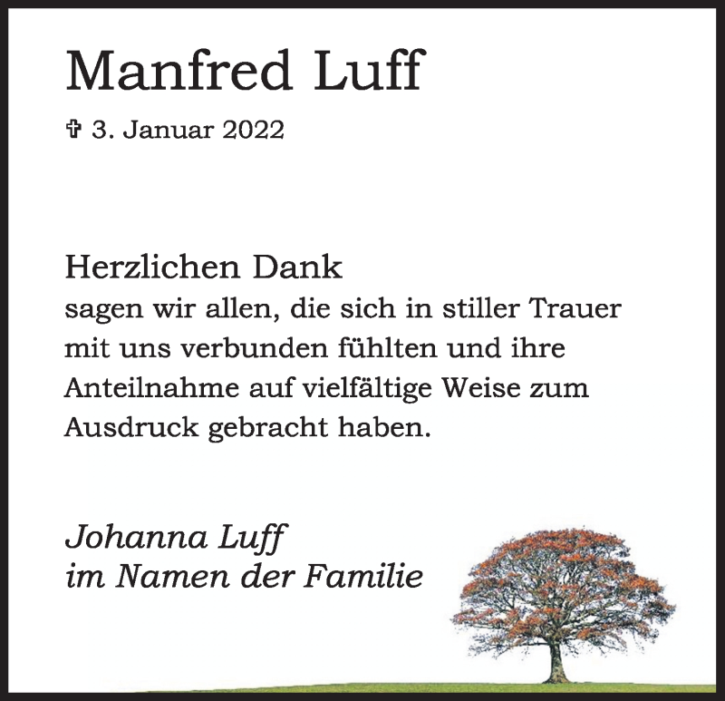 Traueranzeige für Manfred Luff vom 05.02.2022 aus Kölner Stadt-Anzeiger / Kölnische Rundschau / Express