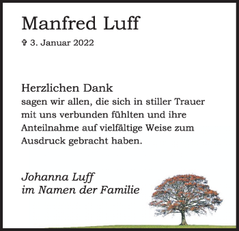 Anzeige von Manfred Luff von Kölner Stadt-Anzeiger / Kölnische Rundschau / Express