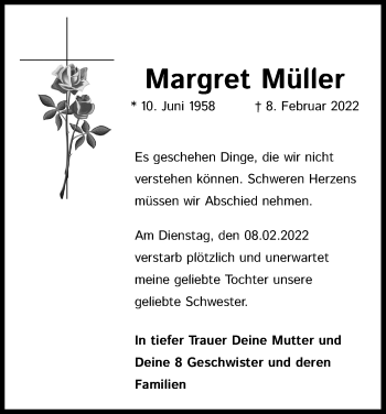 Anzeige von Margret Müller von Kölner Stadt-Anzeiger / Kölnische Rundschau / Express