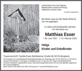 Anzeige von Matthias Esser von  Werbepost 