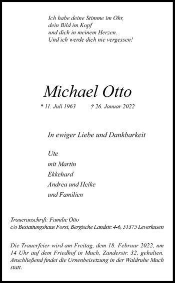 Anzeige von Michael Otto von Kölner Stadt-Anzeiger / Kölnische Rundschau / Express