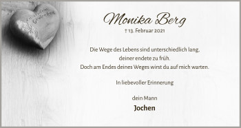 Anzeige von Monika Berg von  Schlossbote/Werbekurier 