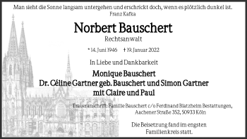 Anzeige von Norbert Bauschert von Kölner Stadt-Anzeiger / Kölnische Rundschau / Express