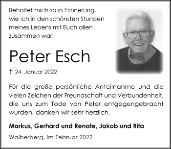 Anzeige von Peter Esch von  Schlossbote/Werbekurier 