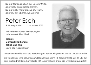 Anzeige von Peter Esch von  Schlossbote/Werbekurier 