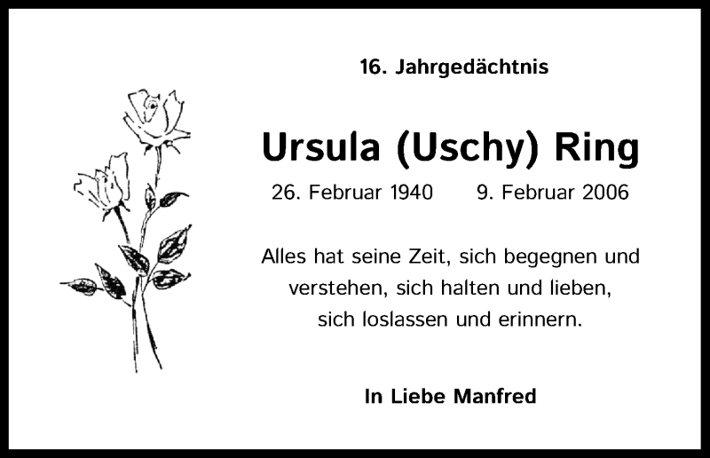  Traueranzeige für Ursula Ring vom 18.07.2023 aus Kölner Stadt-Anzeiger / Kölnische Rundschau / Express
