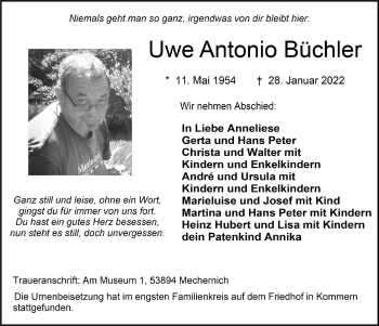 Anzeige von Uwe Antonio Büchler von  Blickpunkt Euskirchen 