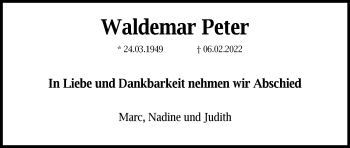 Anzeige von Waldemar Peter von Kölner Stadt-Anzeiger / Kölnische Rundschau / Express