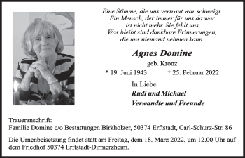 Anzeige von Agnes Domine von  Werbepost 