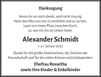 Anzeige von Alexander Schmidt von  Lokalanzeiger 