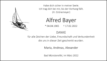 Anzeige von Alfred Bayer von  Blickpunkt Euskirchen 