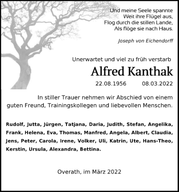 Anzeige von Alfred Kanthak von Kölner Stadt-Anzeiger / Kölnische Rundschau / Express