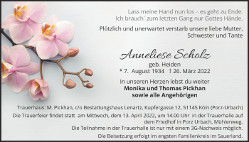 Anzeige von Anneliese Scholz von  EXPRESS - Die Woche 