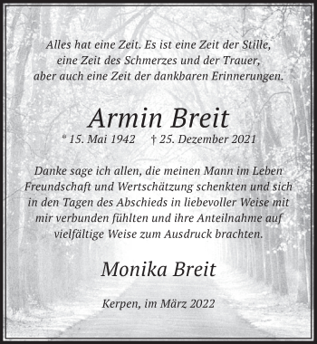 Anzeige von Armin Breit von  Werbepost 