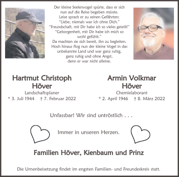 Anzeige von Armin Volkmar Höver von Kölner Stadt-Anzeiger / Kölnische Rundschau / Express
