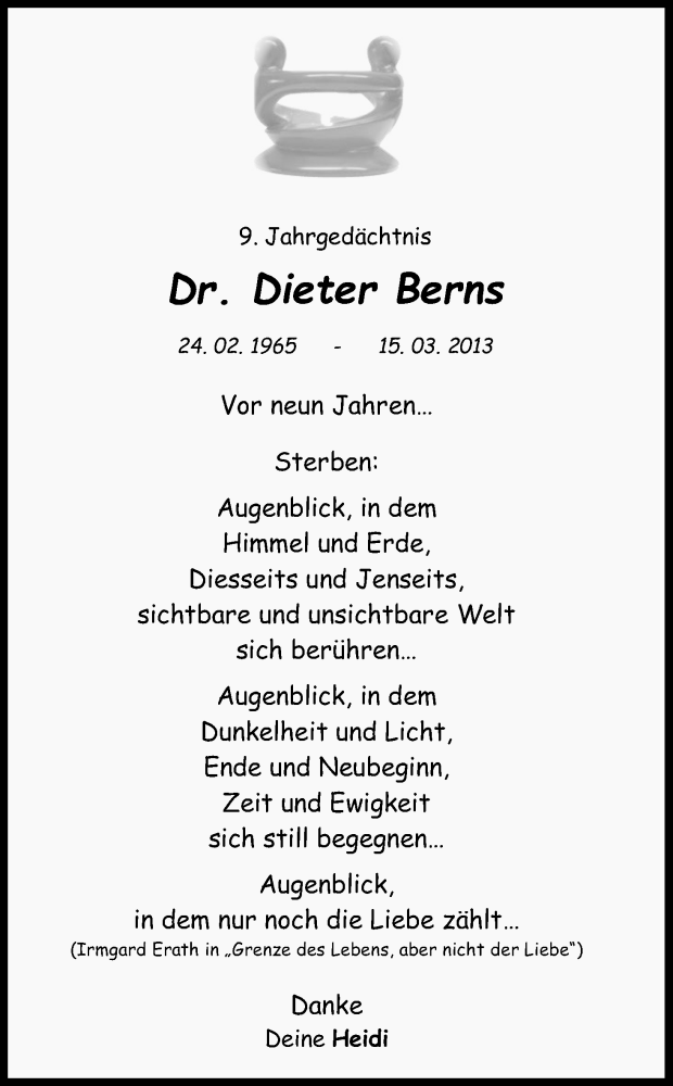  Traueranzeige für Dieter Berns vom 15.03.2022 aus Kölner Stadt-Anzeiger / Kölnische Rundschau / Express