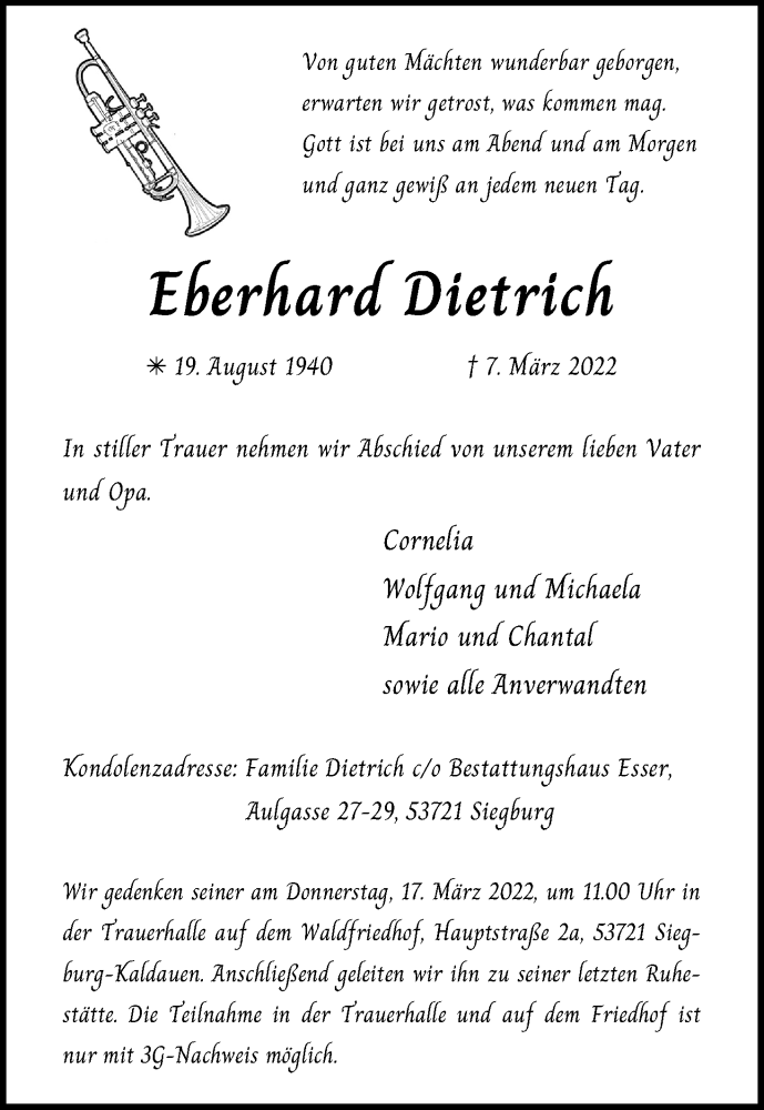  Traueranzeige für Eberhard Dietrich vom 12.03.2022 aus Kölner Stadt-Anzeiger / Kölnische Rundschau / Express