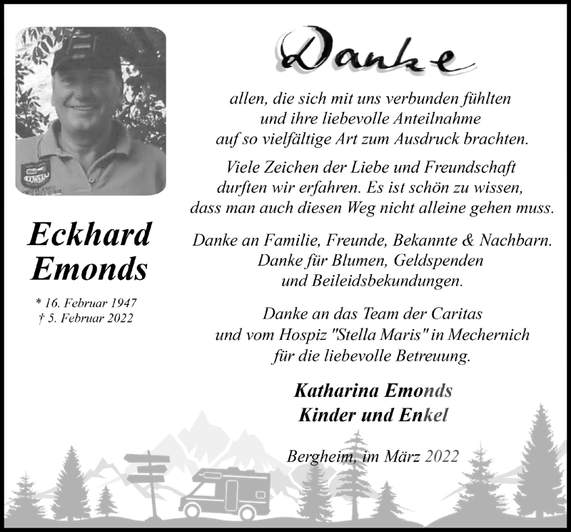  Traueranzeige für Eckhard Emonds vom 12.03.2022 aus  Blickpunkt Euskirchen 