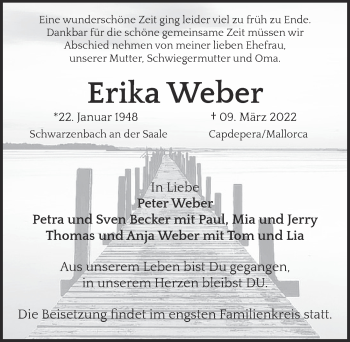 Anzeige von Erika Weber von  EXPRESS - Die Woche 