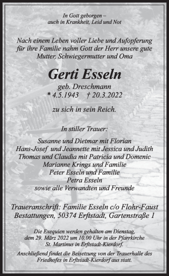 Anzeige von Gerti Esseln von  Werbepost 