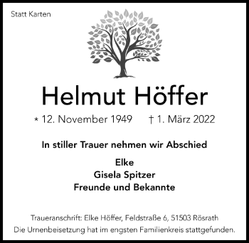 Anzeige von Helmut Höffer von  Bergisches Handelsblatt 