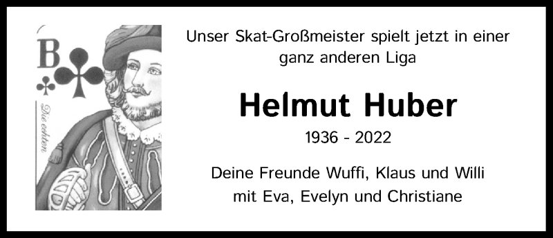  Traueranzeige für Helmut Huber vom 02.03.2022 aus Kölner Stadt-Anzeiger / Kölnische Rundschau / Express