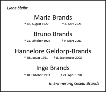 Anzeige von Inge Brands von  Wochenende 