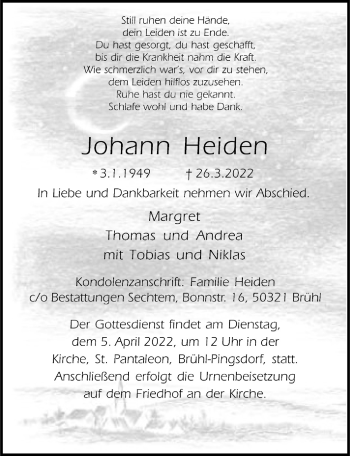 Anzeige von Johann Heiden von  Schlossbote/Werbekurier 