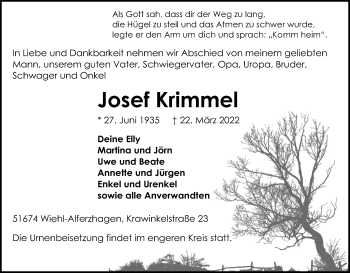 Anzeige von Josef Krimmel von Kölner Stadt-Anzeiger / Kölnische Rundschau / Express