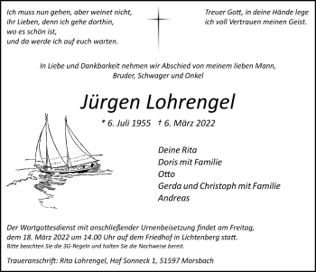 Anzeige von Jürgen Lohrengel von  Lokalanzeiger 