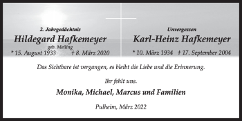 Anzeige von Karl-Heinz Hafkemeyer von  Wochenende 