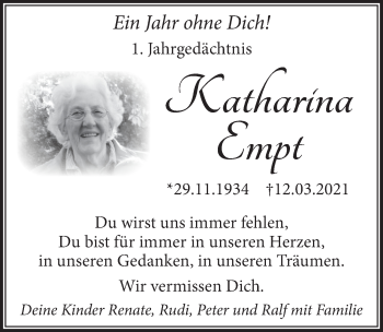 Anzeige von Katharina Empt von  Werbepost 