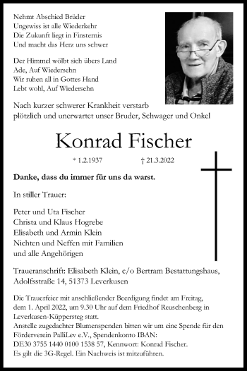 Anzeige von Konrad Fischer von Kölner Stadt-Anzeiger / Kölnische Rundschau / Express