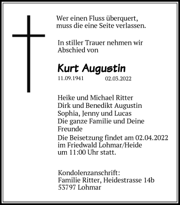 Anzeige von Kurt Augustin von  EXPRESS - Die Woche 