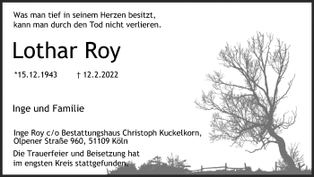 Anzeige von Lothar Roy von Kölner Stadt-Anzeiger / Kölnische Rundschau / Express