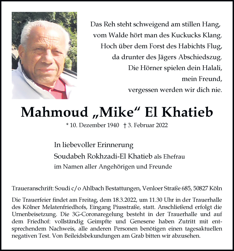  Traueranzeige für Mahmoud El Khatieb vom 04.03.2022 aus  Bergisches Handelsblatt 