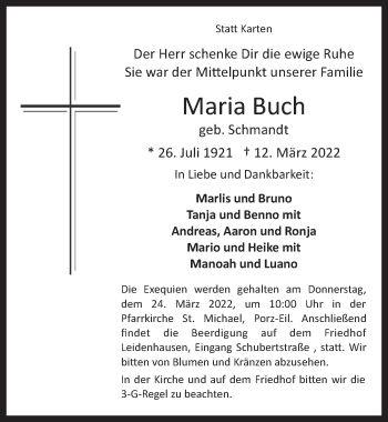 Anzeige von Maria Buch von  EXPRESS - Die Woche 