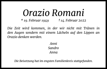 Anzeige von Orazio Romani von Kölner Stadt-Anzeiger / Kölnische Rundschau / Express