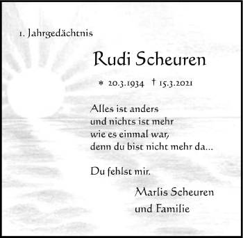 Anzeige von Rudi Scheuren von  Schlossbote/Werbekurier 