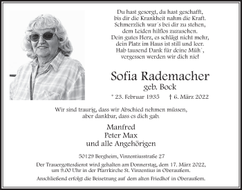 Anzeige von Sofia Rademacher von  Werbepost 