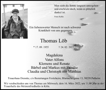 Anzeige von Thomas Löb von Kölner Stadt-Anzeiger / Kölnische Rundschau / Express