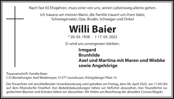 Anzeige von Willi Baier von  Lokale Informationen 