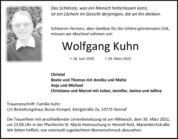 Anzeige von Wolfgang Kuhn von Kölner Stadt-Anzeiger / Kölnische Rundschau / Express