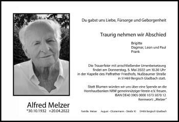 Anzeige von Alfred Melzer von  Bergisches Handelsblatt 